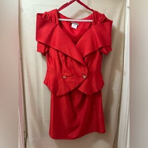 Vintage 80s Nu-Mode Toronto Red Two-Piece Skirt Suit Women’s Size M/L Retro